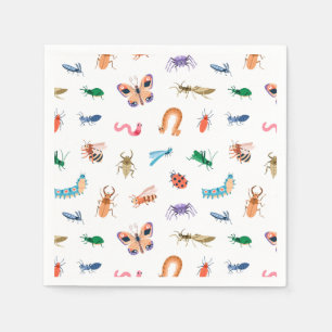 Cute Colourful Insect Pattern Napkin
