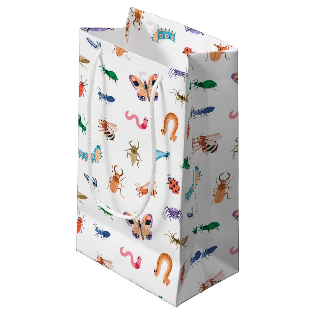Cute Colourful Insect Pattern Small Gift Bag (Front Angled)