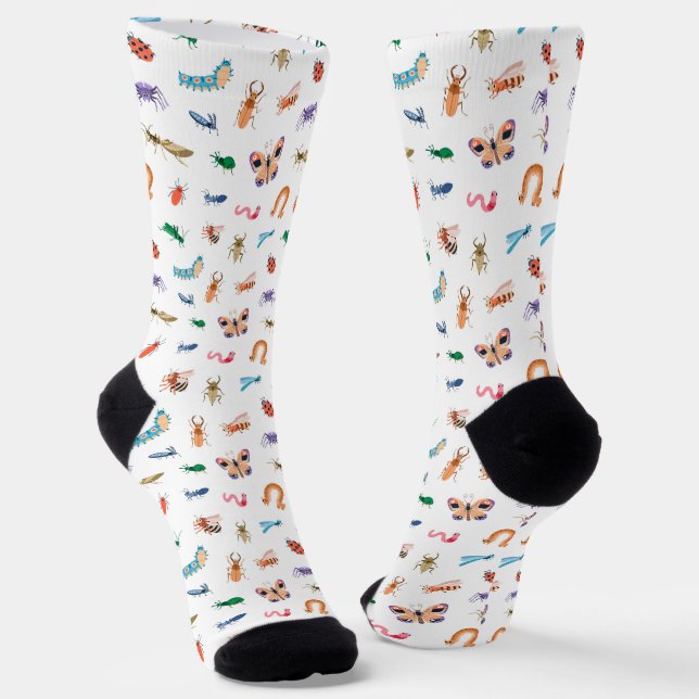 Cute Colourful Insect Pattern Socks (Angled)
