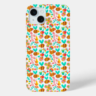 Cute colourful insects patterns iPhone 15 mini case