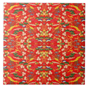 Cute colourful japanese floral patterns ceramic tile
