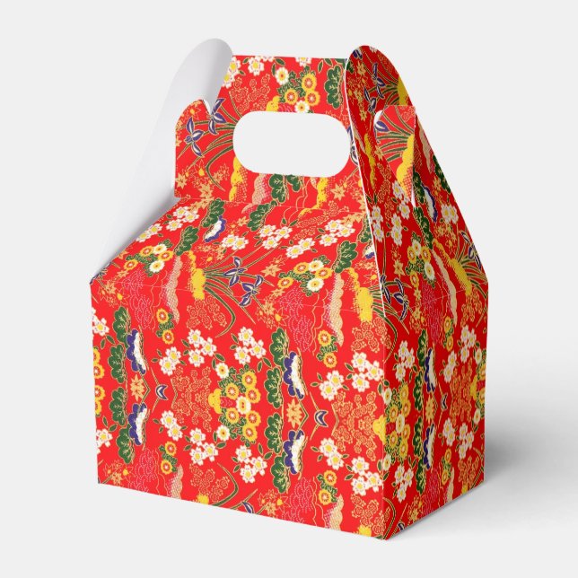 Cute colourful japanese floral patterns favour box (Back Side)