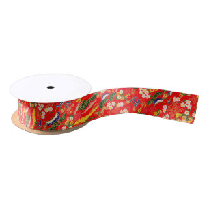 Cute colourful japanese floral patterns satin ribbon