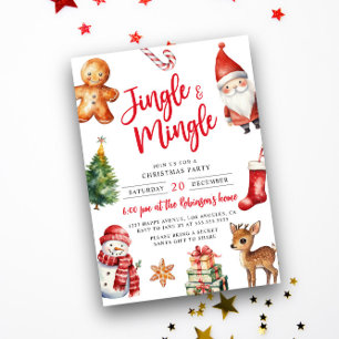 Cute Colourful Jingle & Mingle Kids Christmas Part Invitation