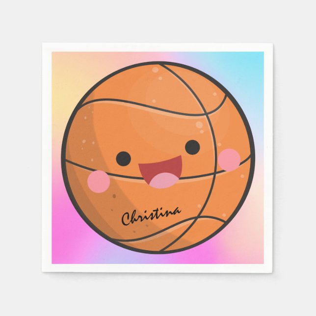 Cute Colourful Kawaii Basketball Ball Player's Nam Napkin (Front)