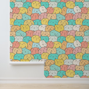 Cute Colourful Kawaii Cat Removable Wallpaper
