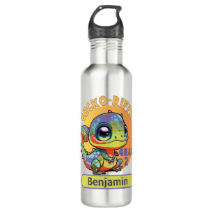 Cute Colourful Kawaii Gecko Custom Text Grade Name 710 Ml Water Bottle