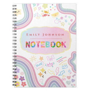 Cute Colourful Kid’s Name Bright Rainbow Colours Notebook