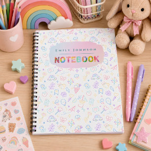 Cute Colourful Kid’s Name Bright Rainbow Colours Notebook