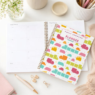 Cute Colourful Kids Background Custom Name Planner
