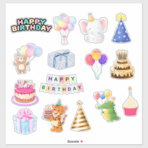 Cute Colourful Kids Birthday Celebration Stickers
