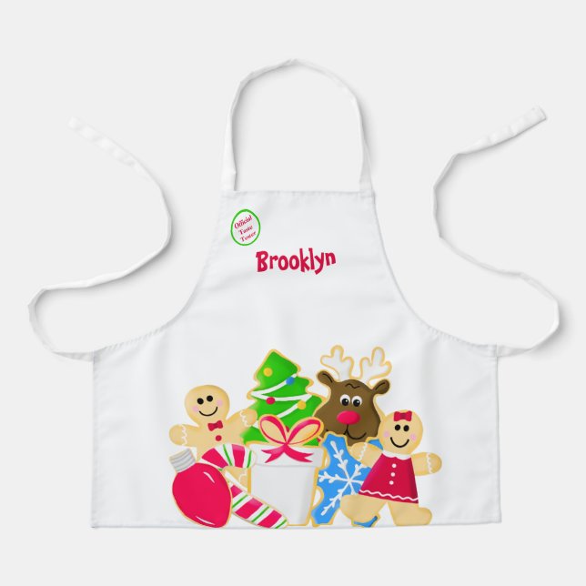 Cute Colourful Kids Holiday Cookies Apron (Front)