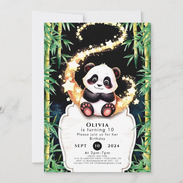 Cute Colourful Kids' Panda Birthday Invitation (Front)