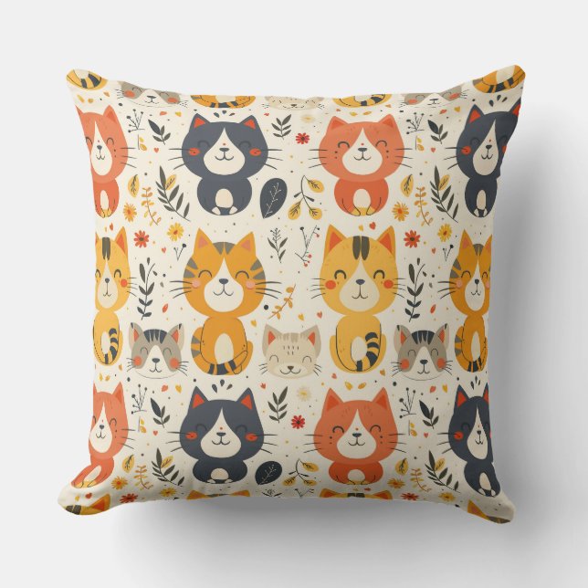  Cute colourful kittens children's pattern  Cushion (Front)