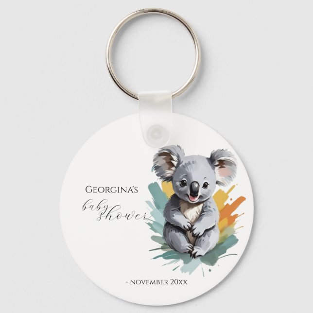 Cute Colourful Koala Baby Shower Favour Key Ring (Front)