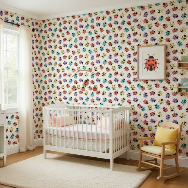 Cute Colourful Ladybug Pattern Kids Wallpaper (Creator Uploaded)