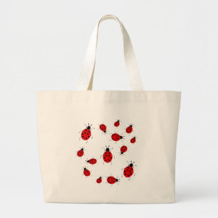Cute colourful ladybugs clip art large tote bag