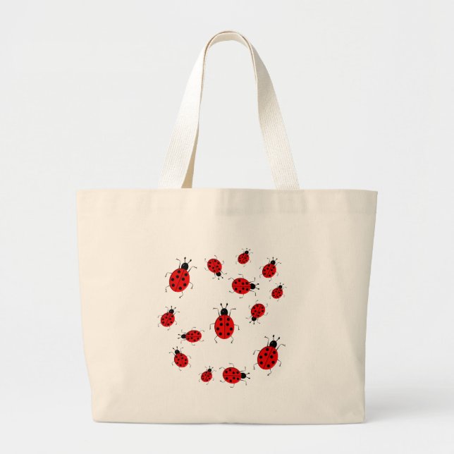 Cute colourful ladybugs clip art large tote bag (Front)