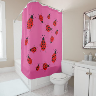 Cute colourful ladybugs clip art shower curtain