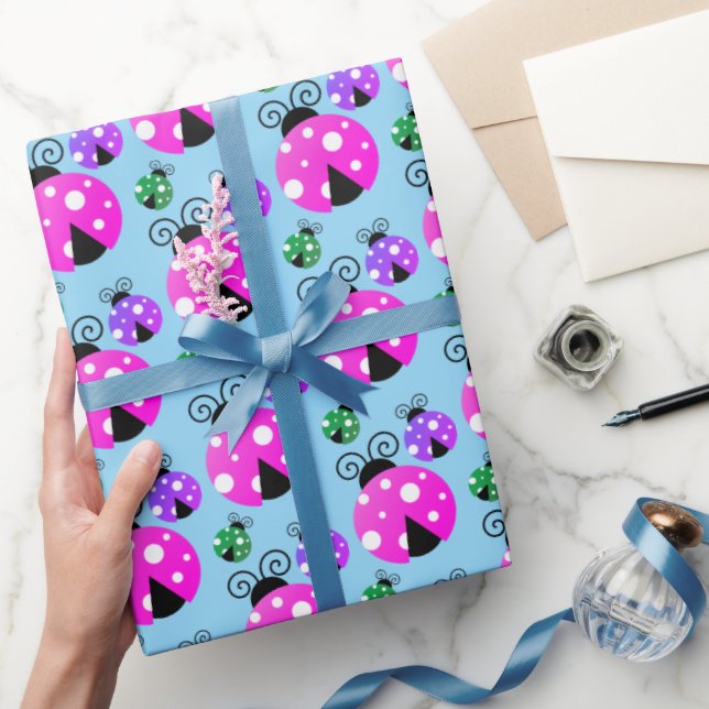 Cute Colourful Ladybugs Pattern Wrapping Paper (Gifting)