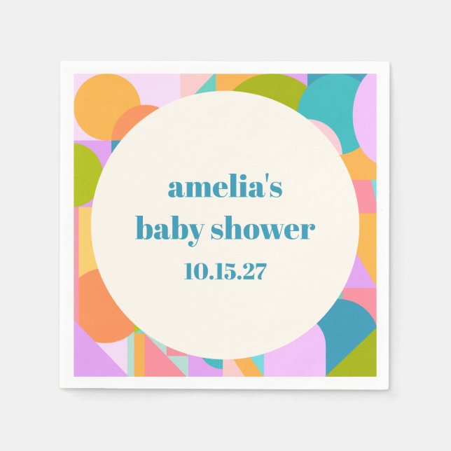 Cute Colourful Lavender Blue Baby Shower Custom Napkin (Front)