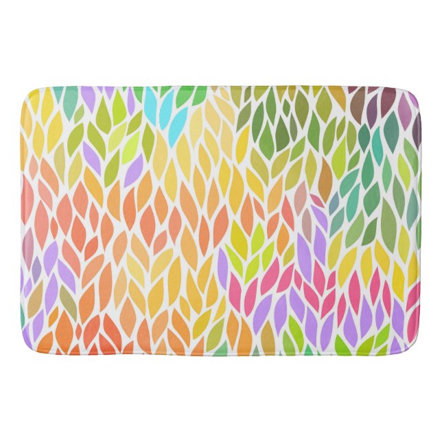 Cute colourful leaves pattern bath mat (Front)