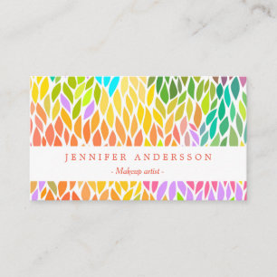 Cute colourful leaves pattern business card