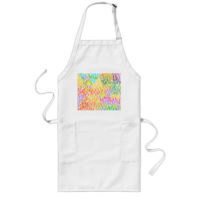 Cute colourful leaves pattern long apron (Front)