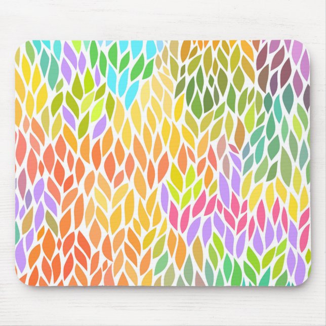 Cute colourful leaves pattern mouse pad (Front)