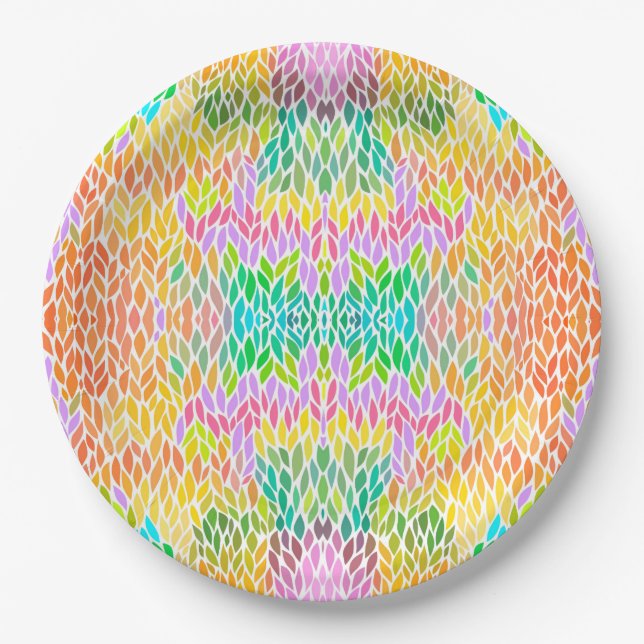 Cute colourful leaves pattern paper plate (Front)