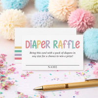 Cute Colourful Lettering Diaper Raffle Baby Shower