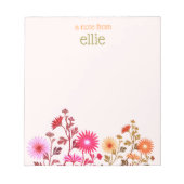Cute Colourful Light pink Wildflower Floral Notepad (Front)
