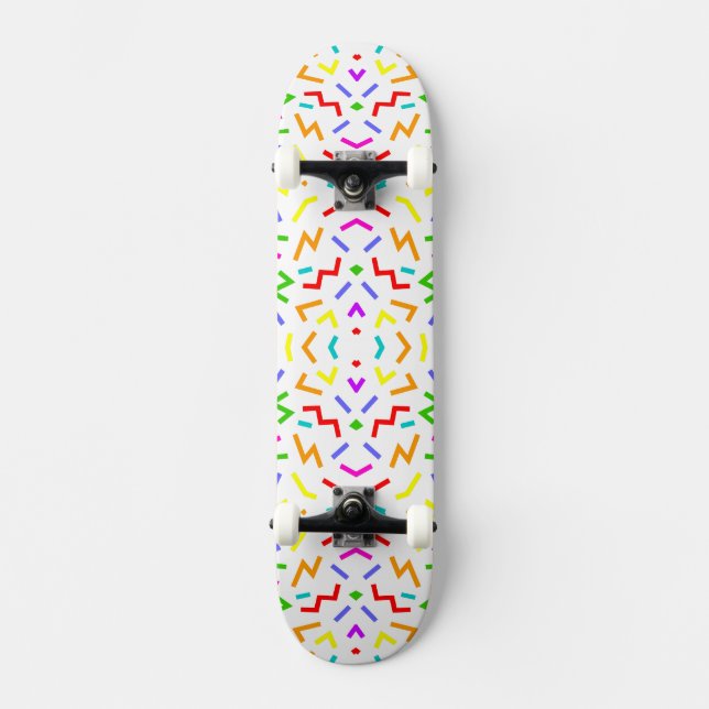 Cute colourful lines patterns skateboard (Front)