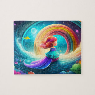 Cute Colourful Little Princess With Rainbow Jigsaw Puzzle