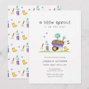 Cute Colourful Little Sprout Garden Baby Shower Invitation