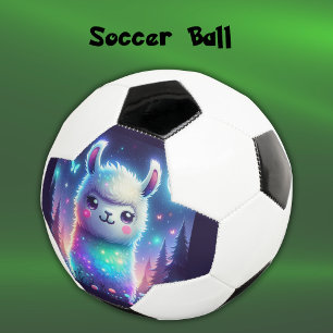 Cute Colourful Llama Holographic   Soccer Ball