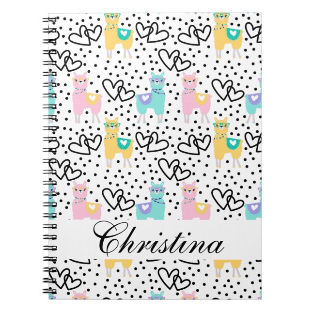 Cute colourful llama notebook (Front)