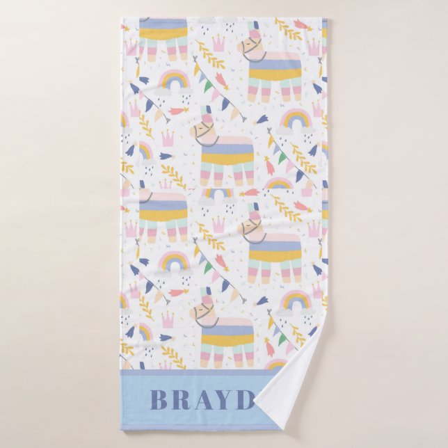 Cute Colourful Llama Rainbow Kids Towel (Bath Towel)