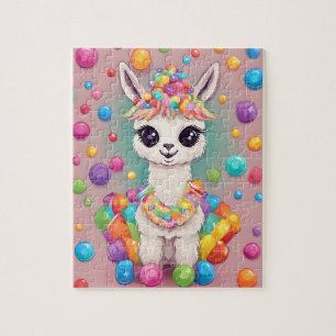 Cute colourful Llama with candies and sweets Jigsaw Puzzle
