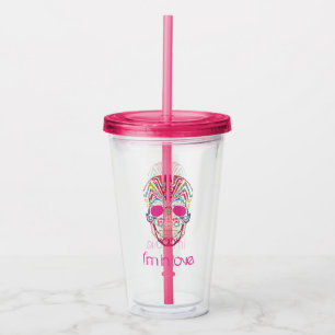 Cute colourful lover skull acrylic tumbler