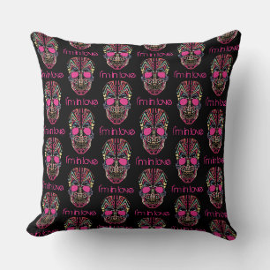 Cute colourful lover skull cushion