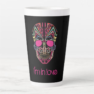Cute colourful lover skull latte mug