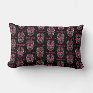 Cute colourful lover skull lumbar cushion