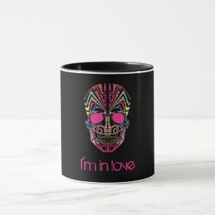 Cute colourful lover skull mug