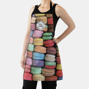 Cute Colourful Macaron Bakery Logo Apron