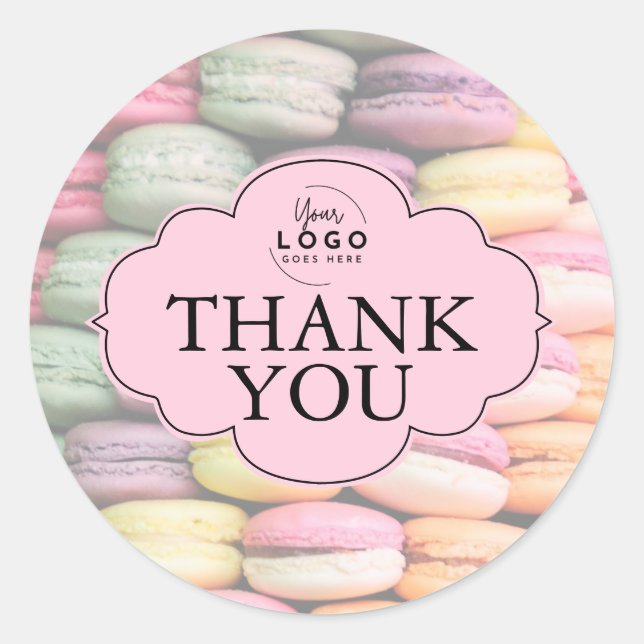 Cute Colourful Macaron Bakery Thank You Classic Round Sticker (Front)