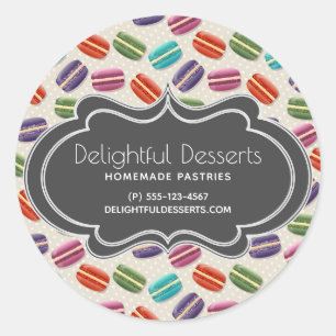 Cute Colourful Macarons Pattern Business Classic Round Sticker