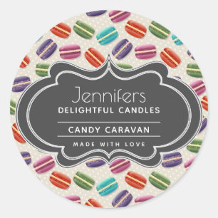 Cute Colourful Macarons Pattern Candle Soap Scent Classic Round Sticker