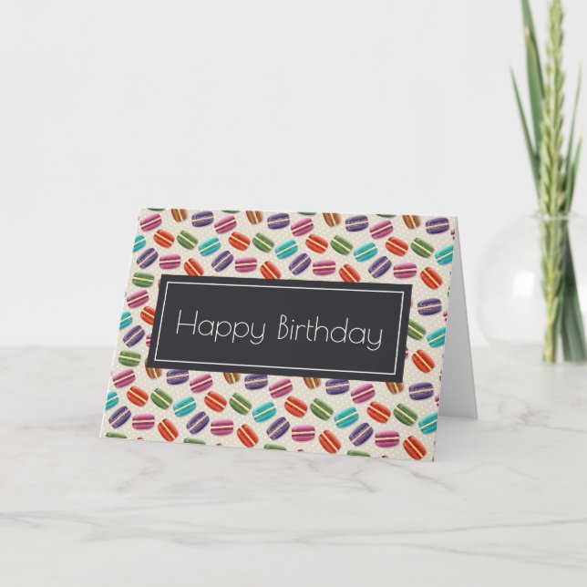Cute Colourful Macarons Pattern Happy Birthday Card (Front)
