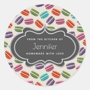 Cute Colourful Macarons Pattern Kitchen Classic Round Sticker